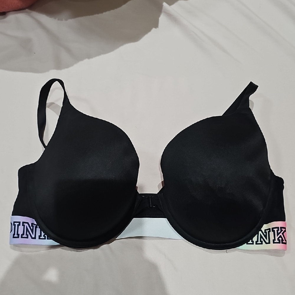 PINK Victoria's Secret Black Bra with Rainbow Band